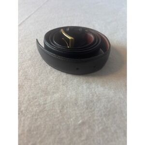 Handmade USA Vista Calf Leather Belt Mens 38 Black Solid Brass Buckle 12021 Good